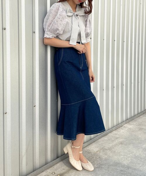 MAJESTIC LEGON（マジェスティックレゴン）の「着まわしリボンブラウス（シャツ/ブラウス・レディース・オフホワイト/ライトグレー/ブラック・SMALL/MEDIUM）」の15枚目の写真