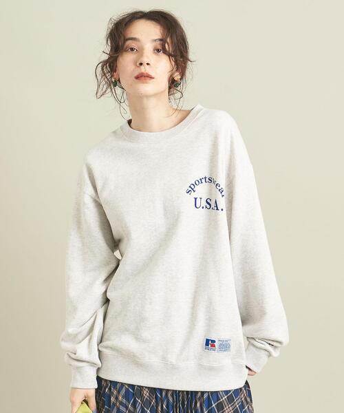 Russell Athletic（ラッセルアスレティック）の「【別注】＜RUSSELL ATHLETIC＞カレッジロゴスウェットプルオーバー ∴（スウェット・レディース・ライトグレー/ブラック/ワインレッド・FREE）」の9枚目の写真