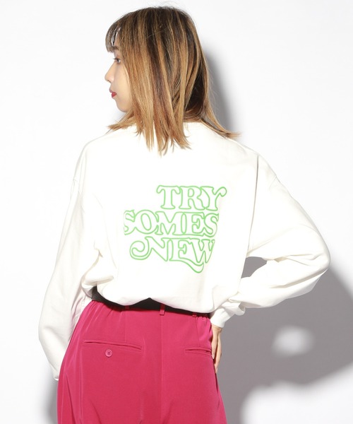 PBLIM（ページボーイリム）の「【PAGEBOYLIM】トライメッセージロンT（Tシャツ/カットソー・レディース・オフホワイト/ブラック/ブラウン/パープル・MEDIUM/LARGE）」の5枚目の写真