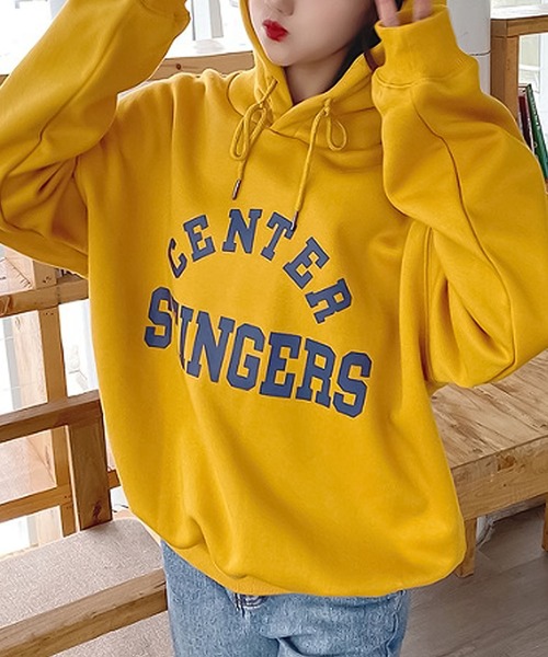 Girly Doll(ガーリードール)の「ロゴプリントビッグシルエットスウェットパーカー(パーカー・レディース・ベージュ/イエロー/ネイビー/ブラック/グレー・L/M/XL)」の10枚目の写真