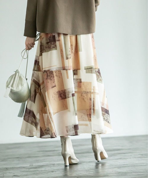 NOBLE　ノーブル　オーバーラッププリントギャザースカート　新品 Noble ノーブルオーバーラッププリントギャザースカート