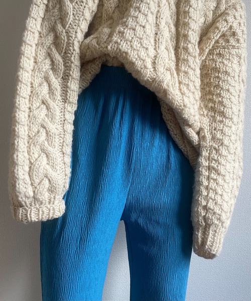 wee9s(ウィークス)の「wrinkle slit stretch pants / ウエストゴムシワ加工クリンクルスリットストレッチパンツ(その他パンツ・レディース・イエロー/ブルー・M)」の8枚目の写真