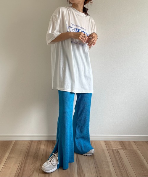 wee9s(ウィークス)の「wrinkle slit stretch pants / ウエストゴムシワ加工クリンクルスリットストレッチパンツ(その他パンツ・レディース・イエロー/ブルー・M)」の22枚目の写真