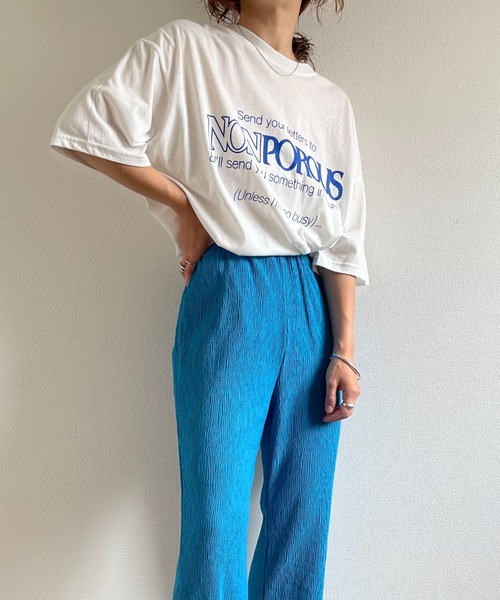 wee9s(ウィークス)の「wrinkle slit stretch pants / ウエストゴムシワ加工クリンクルスリットストレッチパンツ(その他パンツ・レディース・イエロー/ブルー・M)」の20枚目の写真