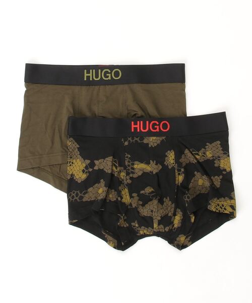 2パック ロゴウエストバンド ストレッチコットン トランクス ボクサーパンツ Hugo ヒューゴ のファッション