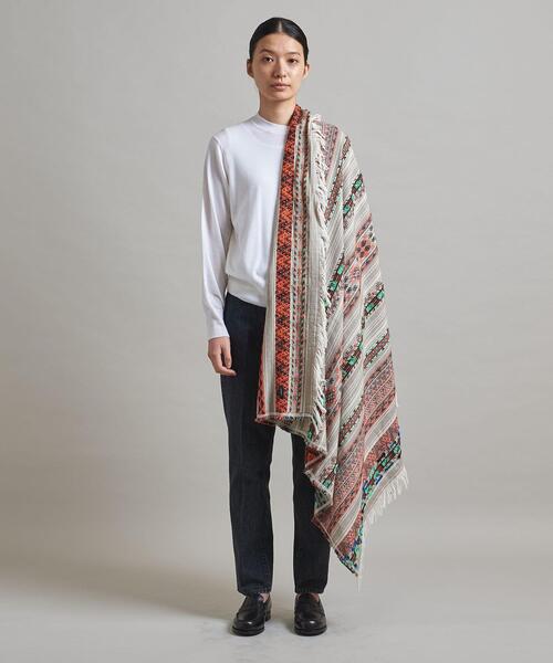 LOEFF（ロエフ）の「＜LOEFF（ロエフ）＞ジャカード ストール（ストール/ショール・レディース・オレンジ・FREE）」の6枚目の写真