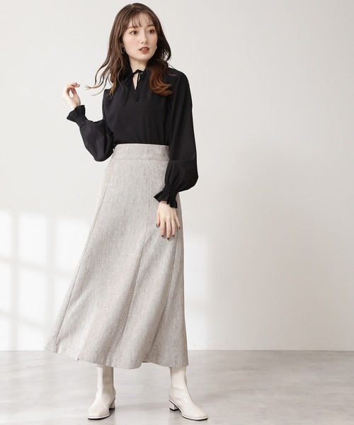 N.(N. Natural Beauty Basic)(エヌエヌナチュラルビューティーベーシック)の「◆サスペンダー付ツイードスカート(スカート・レディース・ブラウン/ベージュ/グリーン・MEDIUM)」の5枚目の写真