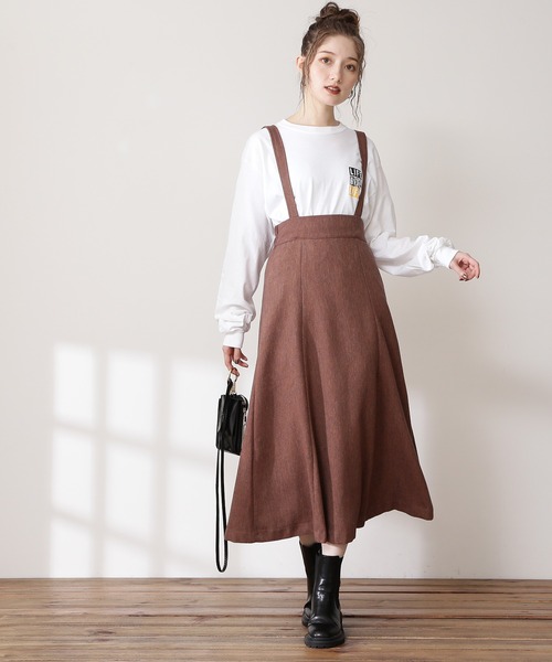 N.(N. Natural Beauty Basic)(エヌエヌナチュラルビューティーベーシック)の「◆サスペンダー付ツイードスカート(スカート・レディース・ブラウン/ベージュ/グリーン・MEDIUM)」の6枚目の写真