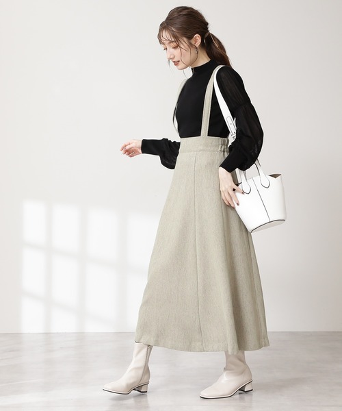 N.(N. Natural Beauty Basic)(エヌエヌナチュラルビューティーベーシック)の「◆サスペンダー付ツイードスカート(スカート・レディース・ブラウン/ベージュ/グリーン・MEDIUM)」の4枚目の写真