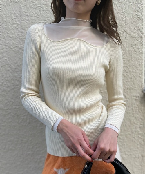 ニット/セーター Ameri VINTAGE - AMERI UND WAVE NECK SHEER SET KNIT Ameri（アメリ）の「UND WAVE NECK SHEER SET KNIT（ニット