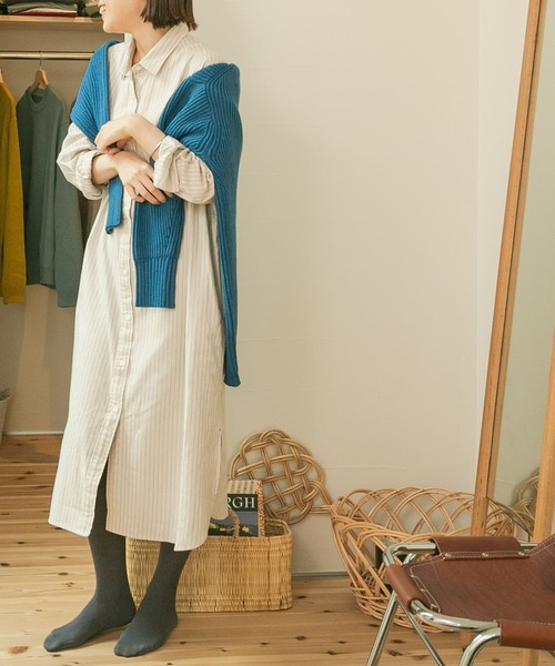 FORK&SPOON（フォークアンドスプーン）の「FORK&SPOON　レギュラーカラーネルシャツワンピース（ワンピース・レディース・チャコールグレー/グリーン系その他/ホワイト系その他・ONE）」の2枚目の写真