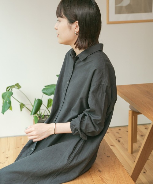 FORK&SPOON（フォークアンドスプーン）の「FORK&SPOON　レギュラーカラーネルシャツワンピース（ワンピース・レディース・チャコールグレー/グリーン系その他/ホワイト系その他・ONE）」の8枚目の写真