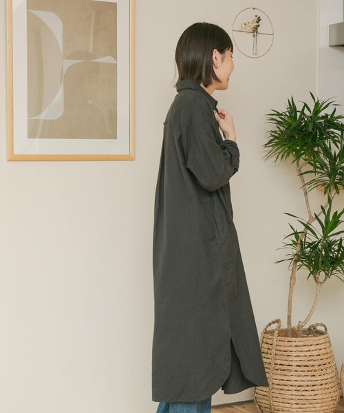 FORK&SPOON（フォークアンドスプーン）の「FORK&SPOON　レギュラーカラーネルシャツワンピース（ワンピース・レディース・チャコールグレー/グリーン系その他/ホワイト系その他・ONE）」の10枚目の写真