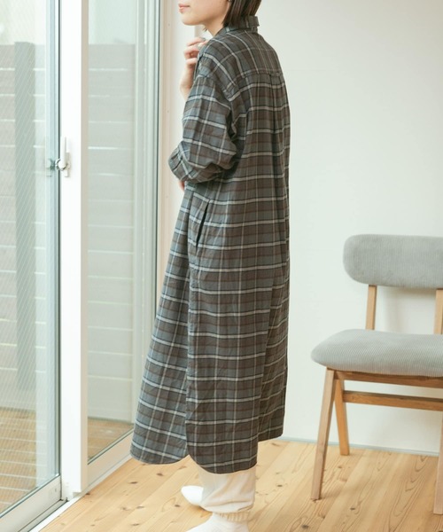 FORK&SPOON（フォークアンドスプーン）の「FORK&SPOON　レギュラーカラーネルシャツワンピース（ワンピース・レディース・チャコールグレー/グリーン系その他/ホワイト系その他・ONE）」の16枚目の写真