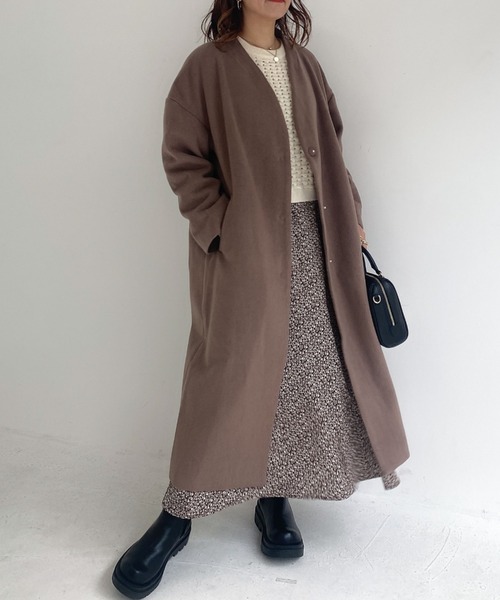 archives(アルシーヴ)の「Vネックコート(ノーカラーコート・レディース・アイボリー/ブラック/グレー/グレイッシュベージュ/ピンクベージュ・MEDIUM)」の19枚目の写真