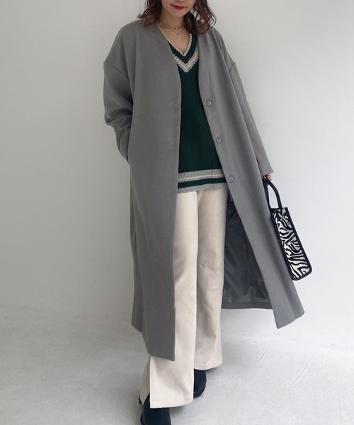 archives(アルシーヴ)の「Vネックコート(ノーカラーコート・レディース・アイボリー/ブラック/グレー/グレイッシュベージュ/ピンクベージュ・MEDIUM)」の17枚目の写真