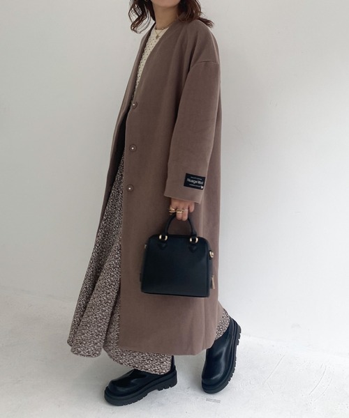 archives(アルシーヴ)の「Vネックコート(ノーカラーコート・レディース・アイボリー/ブラック/グレー/グレイッシュベージュ/ピンクベージュ・MEDIUM)」の14枚目の写真