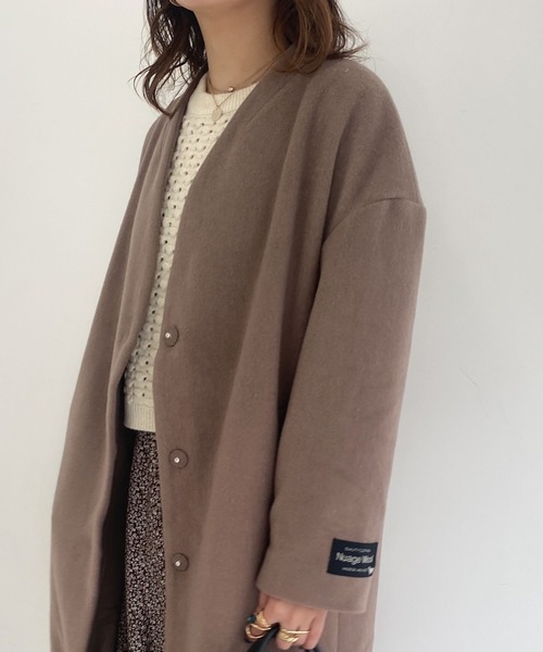 archives(アルシーヴ)の「Vネックコート(ノーカラーコート・レディース・アイボリー/ブラック/グレー/グレイッシュベージュ/ピンクベージュ・MEDIUM)」の16枚目の写真