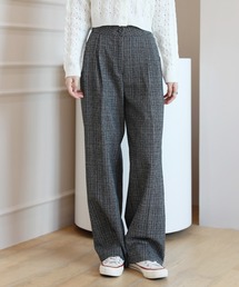 ビンテージ ムード チェック ピンタック スラックス
