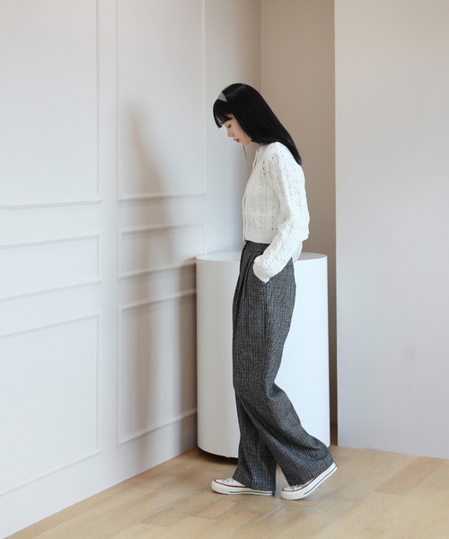 by muni:r（バイ ムニール）の「ビンテージ ムード チェック ピンタック スラックス（スラックス・レディース・ブラック/ブラウン・SMALL/MEDIUM）」の13枚目の写真