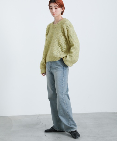 select MOCA(セレクトモカ)の「2021 AW サイドデザインミックスショートニット(ニット/セーター・レディース・イエロー/ミント・FREE)」の10枚目の写真