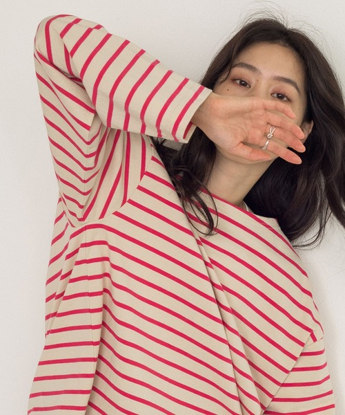 w closet（ダブルクローゼット）の「ボーダーボートネックロンTee（Tシャツ/カットソー・レディース・ホワイト×ピンク/グリーン系その他/ブラック×ホワイト/ホワイト系その他/ブルー系その他/グリーン系その他2・FREE）」の15枚目の写真