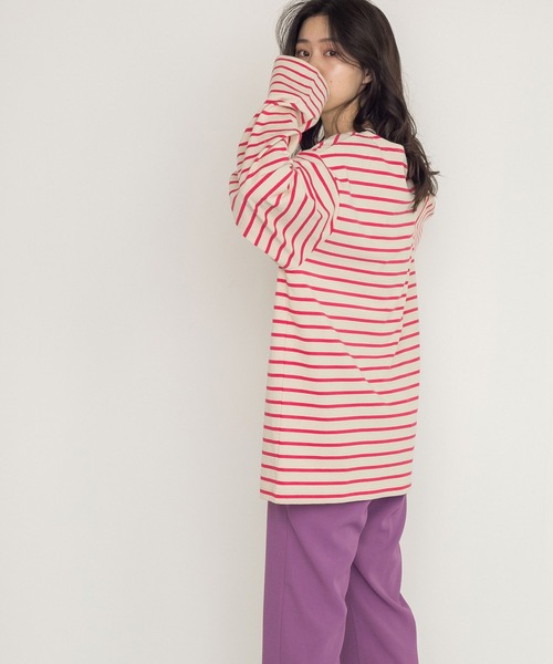 w closet（ダブルクローゼット）の「ボーダーボートネックロンTee（Tシャツ/カットソー・レディース・ホワイト×ピンク/グリーン系その他/ブラック×ホワイト/ホワイト系その他/ブルー系その他/グリーン系その他2・FREE）」の13枚目の写真