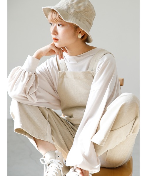 SLURR（スラ―）の「コーデュロイサロペット（サロペット/オーバーオール・レディース・アイボリー/モカ/ライトグリーン・FREE）」の6枚目の写真