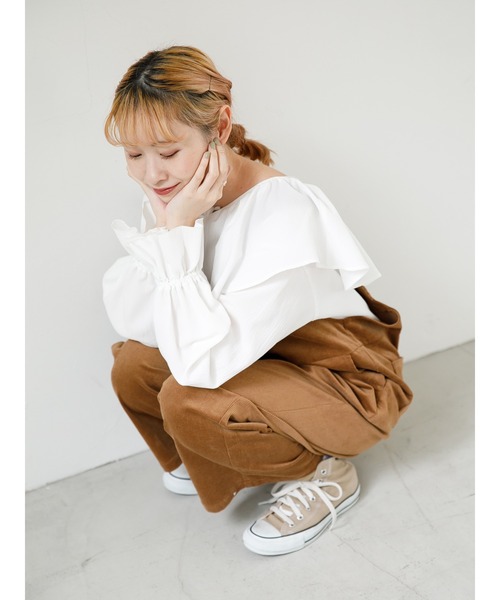 SLURR（スラ―）の「コーデュロイサロペット（サロペット/オーバーオール・レディース・アイボリー/モカ/ライトグリーン・FREE）」の7枚目の写真