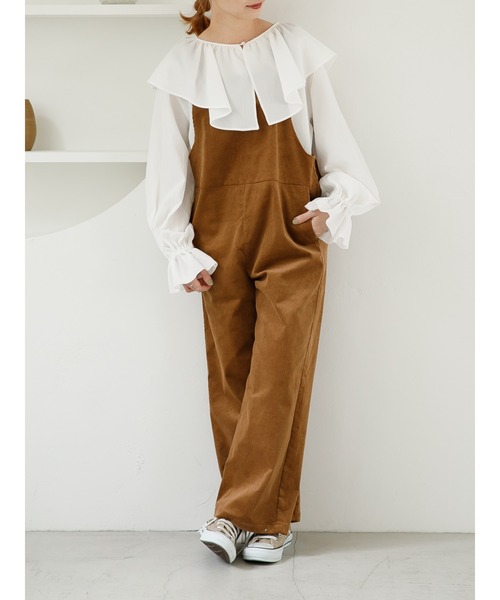 SLURR（スラ―）の「コーデュロイサロペット（サロペット/オーバーオール・レディース・アイボリー/モカ/ライトグリーン・FREE）」の9枚目の写真