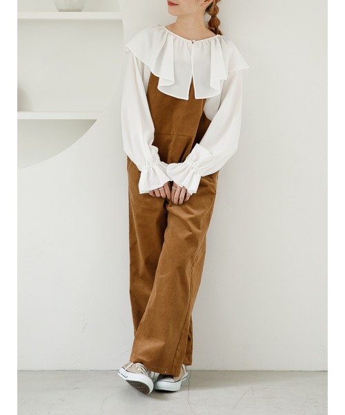 SLURR（スラ―）の「コーデュロイサロペット（サロペット/オーバーオール・レディース・アイボリー/モカ/ライトグリーン・FREE）」の10枚目の写真