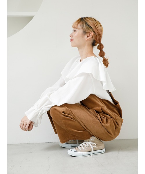 SLURR（スラ―）の「コーデュロイサロペット（サロペット/オーバーオール・レディース・アイボリー/モカ/ライトグリーン・FREE）」の11枚目の写真