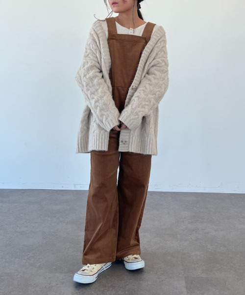 SLURR（スラ―）の「コーデュロイサロペット（サロペット/オーバーオール・レディース・アイボリー/モカ/ライトグリーン・FREE）」の12枚目の写真