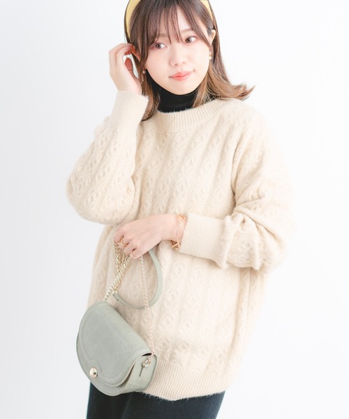 Wordtrobe(ワードトローブ)の「【wordtrobe】ケーブル編み ニット プルオーバー(ニット/セーター・レディース・ホワイト/ピンク/イエロー/ベージュ・FREE)」の2枚目の写真