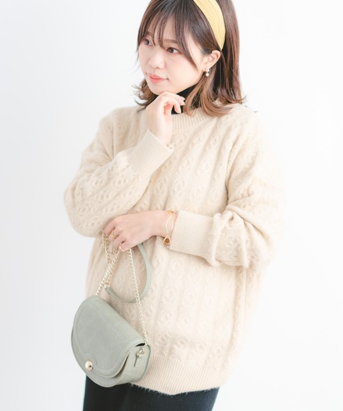 Wordtrobe(ワードトローブ)の「【wordtrobe】ケーブル編み ニット プルオーバー(ニット/セーター・レディース・ホワイト/ピンク/イエロー/ベージュ・FREE)」の17枚目の写真