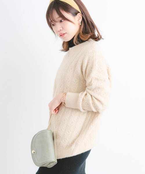 Wordtrobe(ワードトローブ)の「【wordtrobe】ケーブル編み ニット プルオーバー(ニット/セーター・レディース・ホワイト/ピンク/イエロー/ベージュ・FREE)」の18枚目の写真