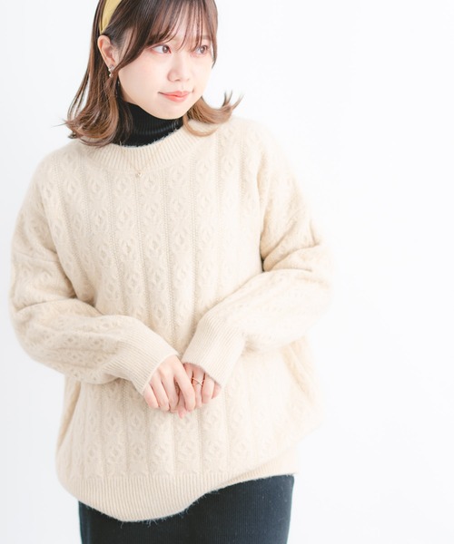 Wordtrobe(ワードトローブ)の「【wordtrobe】ケーブル編み ニット プルオーバー(ニット/セーター・レディース・ホワイト/ピンク/イエロー/ベージュ・FREE)」の16枚目の写真