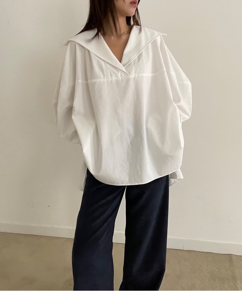 ブラウス シャツ lace trim sailor blouse レディース セーラーカラーブラウス レディース トップス シャツ レース襟