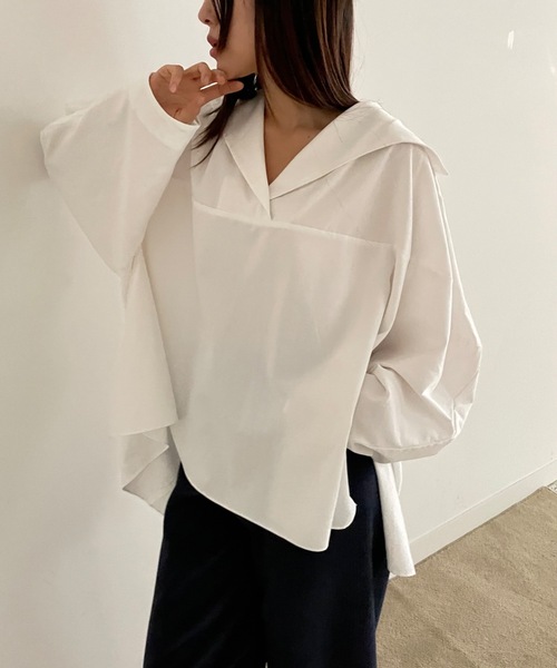 ブラウス シャツ lace trim sailor blouse レディース 110430081802-01.jpg