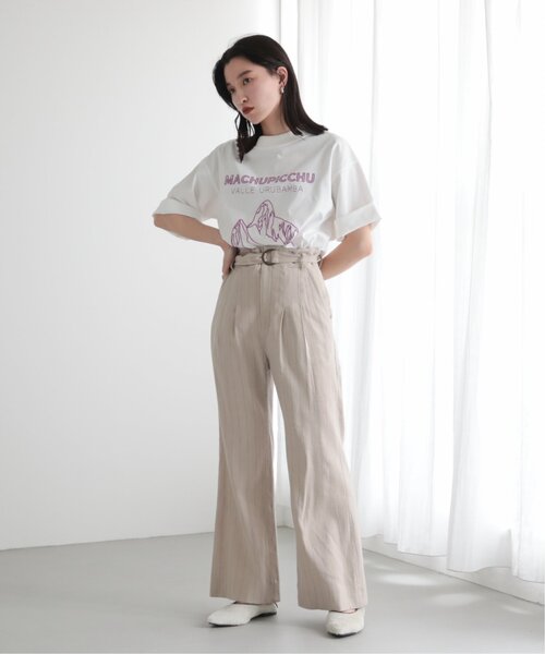 MJUKA.（ミューカ）の「TEE-SHIRT マチュピチュ刺繍半袖TEE（Tシャツ/カットソー・レディース・グレー/ベージュ/オフホワイト・FREE）」の7枚目の写真