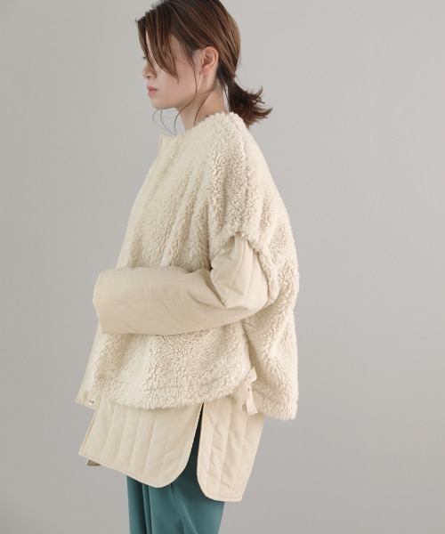 Bou Jeloud(ブージュルード)の「【WEB限定】コクーンボアベストセットキルトブルゾン(ブルゾン・レディース・ブラック/アイボリー/モカ・FREE)」の11枚目の写真