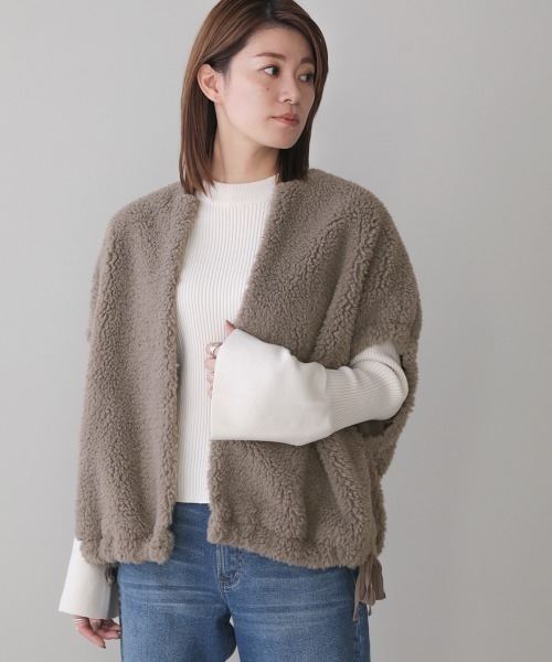 Bou Jeloud(ブージュルード)の「【WEB限定】コクーンボアベストセットキルトブルゾン(ブルゾン・レディース・ブラック/アイボリー/モカ・FREE)」の6枚目の写真