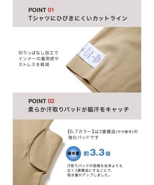 GUNZE(グンゼ)の「GUNZE グンゼ インナーシャツ メンズ 汗対策 透け防止 速乾 吸汗 汗染み防止 グンゼ GUNZE 無地 Tシャツ 半袖 カットソー(Tシャツ/カットソー・メンズ・ブラック/ベージュ/ブラック系その他/ベージュ系その他/ブラック系その他2/ベージュ系その他2/オレンジ/ピンク/オリーブ・MEDIUM/LARGE/X-LARGE/SMALL)」の10枚目の写真