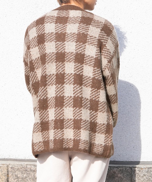 PairPair（ペアペア）の「ブロックチェック柄ニット(ユニセックス)（ニット/セーター・レディース・ブラック/ブラウン/ブルー系その他・MEDIUM/LARGE）」の22枚目の写真