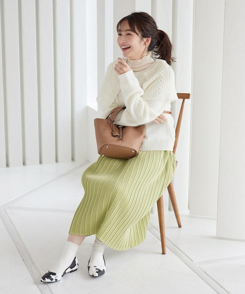 KOBE LETTUCE(コウベレタス)の「ピーチスキンプリーツスカート(スカート・レディース・ライトグリーン/オレンジ系/ピンク系/グレイッシュベージュ・FREE)」の10枚目の写真