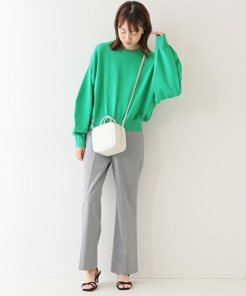 SLOBE IENA（スローブイエナ）の「TRトロストレートパンツ【手洗い可能】◆（スラックス・レディース・グリーン/グレー系その他・38/36）」の5枚目の写真