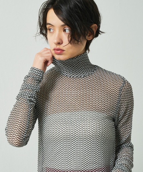 Lui's（ルイス）の「シアーインナーハイネックトップス（Tシャツ/カットソー・レディース・ブラック/サックスブルー/ピンク/グリーン・FREE）」の2枚目の写真