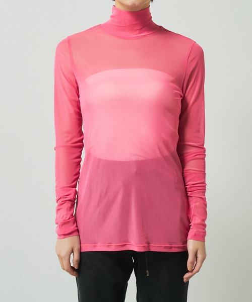 Lui's（ルイス）の「シアーインナーハイネックトップス（Tシャツ/カットソー・レディース・ブラック/サックスブルー/ピンク/グリーン・FREE）」の18枚目の写真