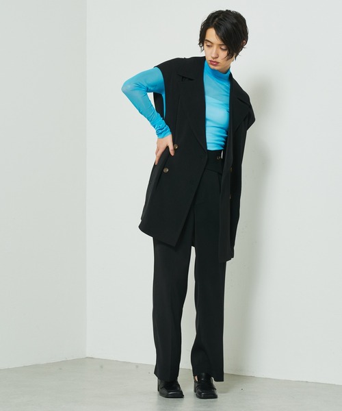 Lui's（ルイス）の「シアーインナーハイネックトップス（Tシャツ/カットソー・レディース・ブラック/サックスブルー/ピンク/グリーン・FREE）」の7枚目の写真