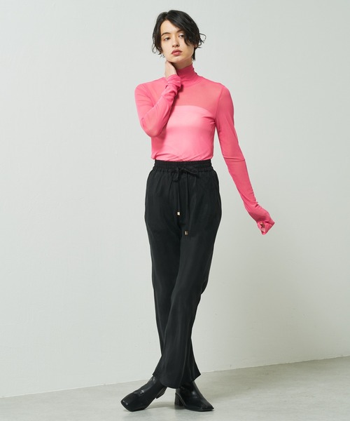 Lui's（ルイス）の「シアーインナーハイネックトップス（Tシャツ/カットソー・レディース・ブラック/サックスブルー/ピンク/グリーン・FREE）」の14枚目の写真